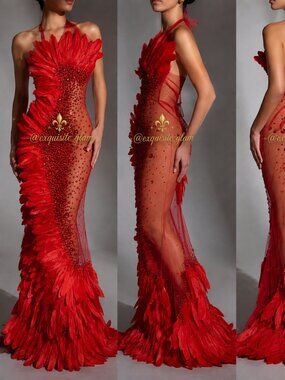 Gorgeous Luxury Sexy Crystals Beaded Party Evening Cocktail Wedding Runway Dress